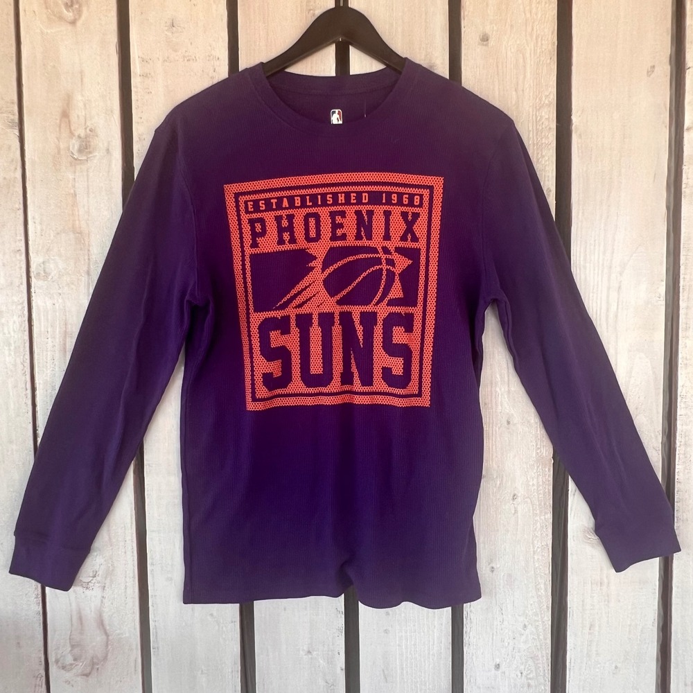 NBA Phoenix Suns Long Sleeve Women Medium Purple Waffle Knit Thermal Graphic